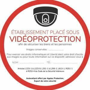 Autocollant signalant un site sous vidéoprotection